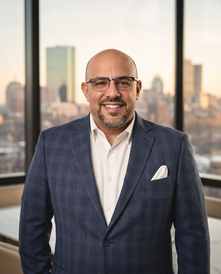 John J. Dean Jr., Global Real Estate Advisor with Engel & Völkers, in a Boston high-rise residence overlooking the city